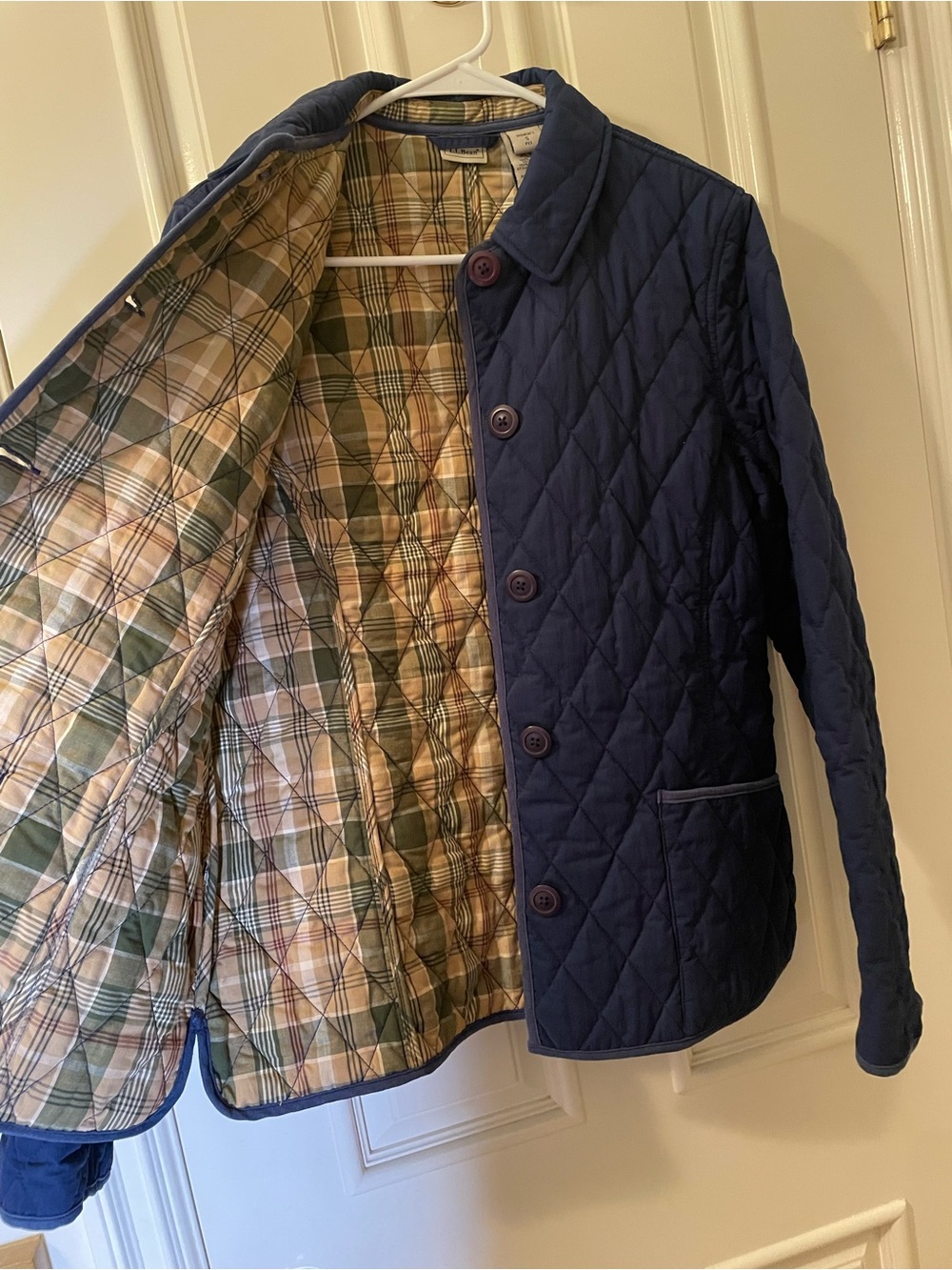 L.L. Bean Quilted Navy Button-Front Puffer Jacket - Picture 5 of 6